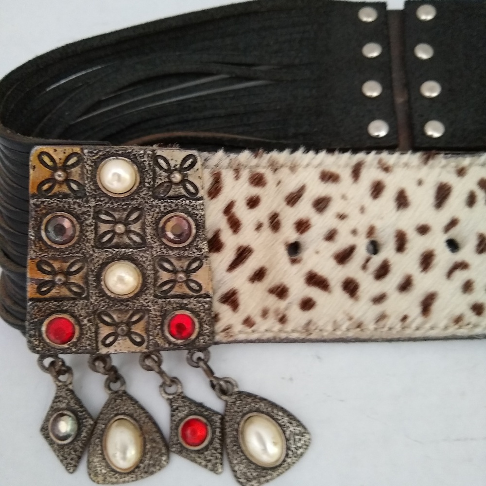 LaDoppia Vita Braided Charm Calf-hair Western Belt - Picture 8 of 8